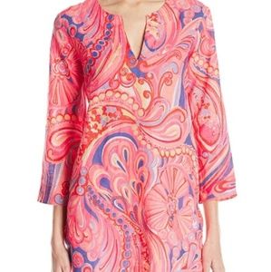 Lilly Pulitzer Marco Island Linen Tunic Top Sz M